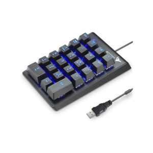 Rottay Number Pad, Mechanical USB Wired Numeric Keypad with Blue LED Backlit 22 Key Numpad for Laptop Desktop Computer PC Black Blue switches