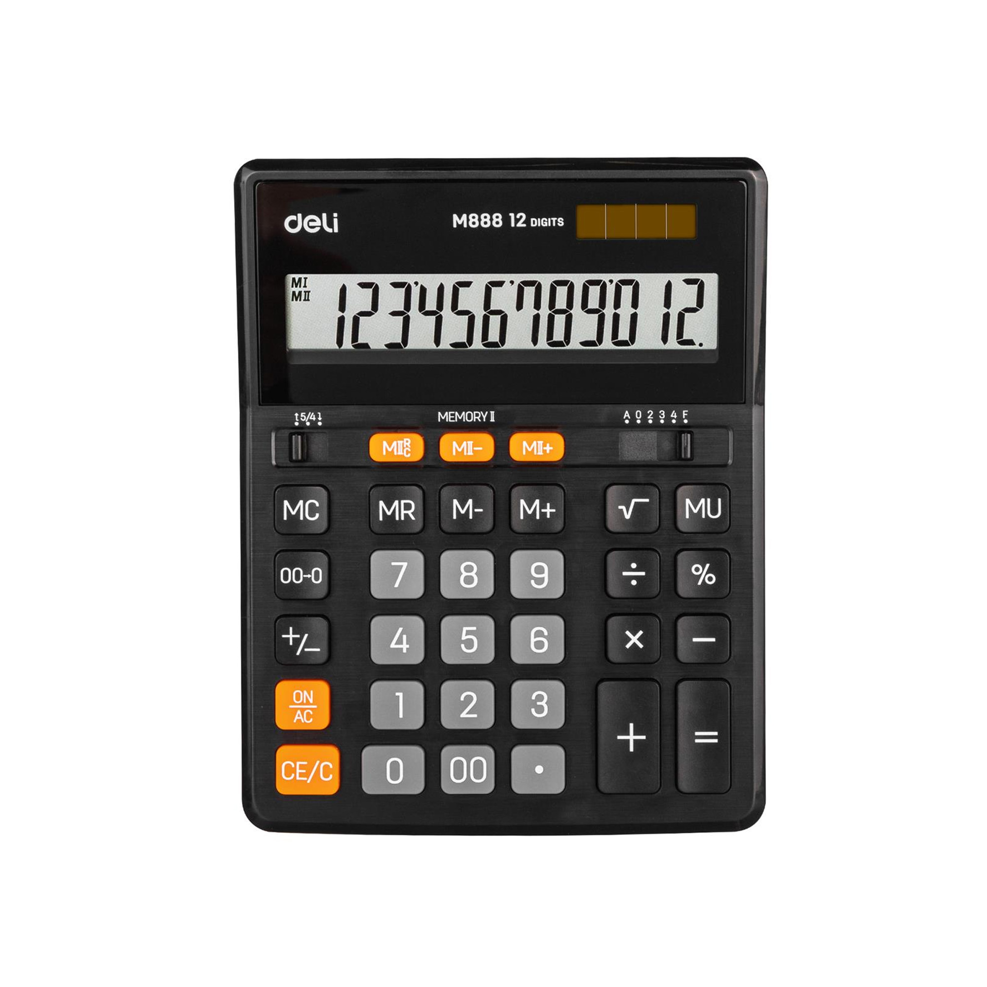 Deli EM888 Desktop Calculator, 12-digit dual memory calculator, advanced office calculators, durable calculators at MH Shopping Mall, efficient calculators for financial and educational use.