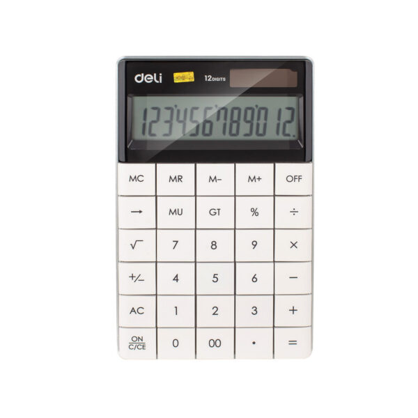 Deli E1589 Calculator, 12-digit modern calculator, dual power calculators, stylish and functional calculators at MH Shopping Mall, advanced office calculators.