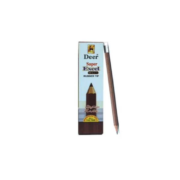 Deer Super Excel Lead Pencil with Eraser - Pack of 12 | Smooth Writing & Erasable Design