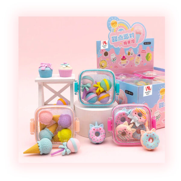 CandyLand Delicious Desserts Eraser Set of 4 – Fun & Colorful Erasers - Image 2